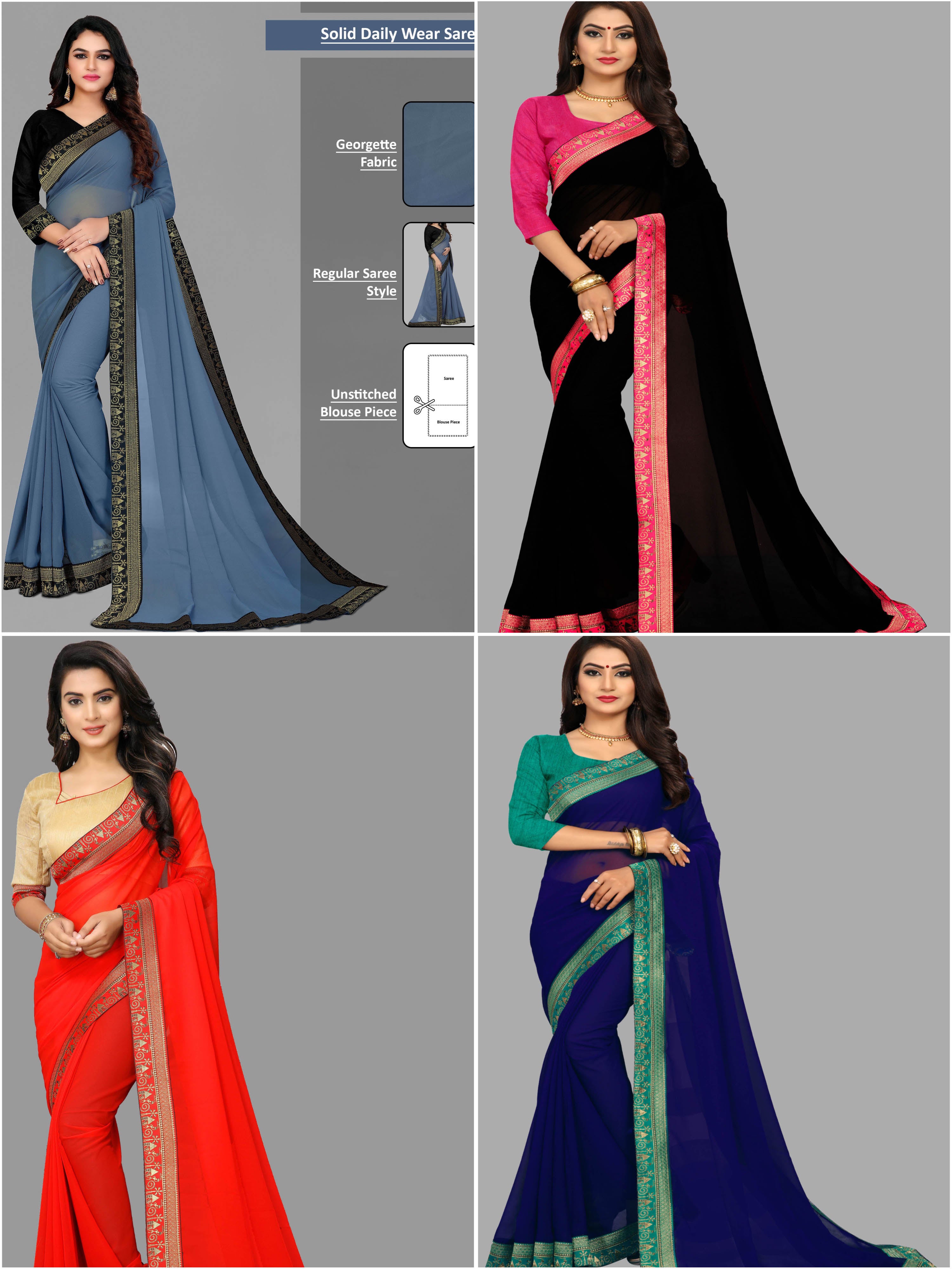 Morni Georgette Saree Collection (Pack Of 4)