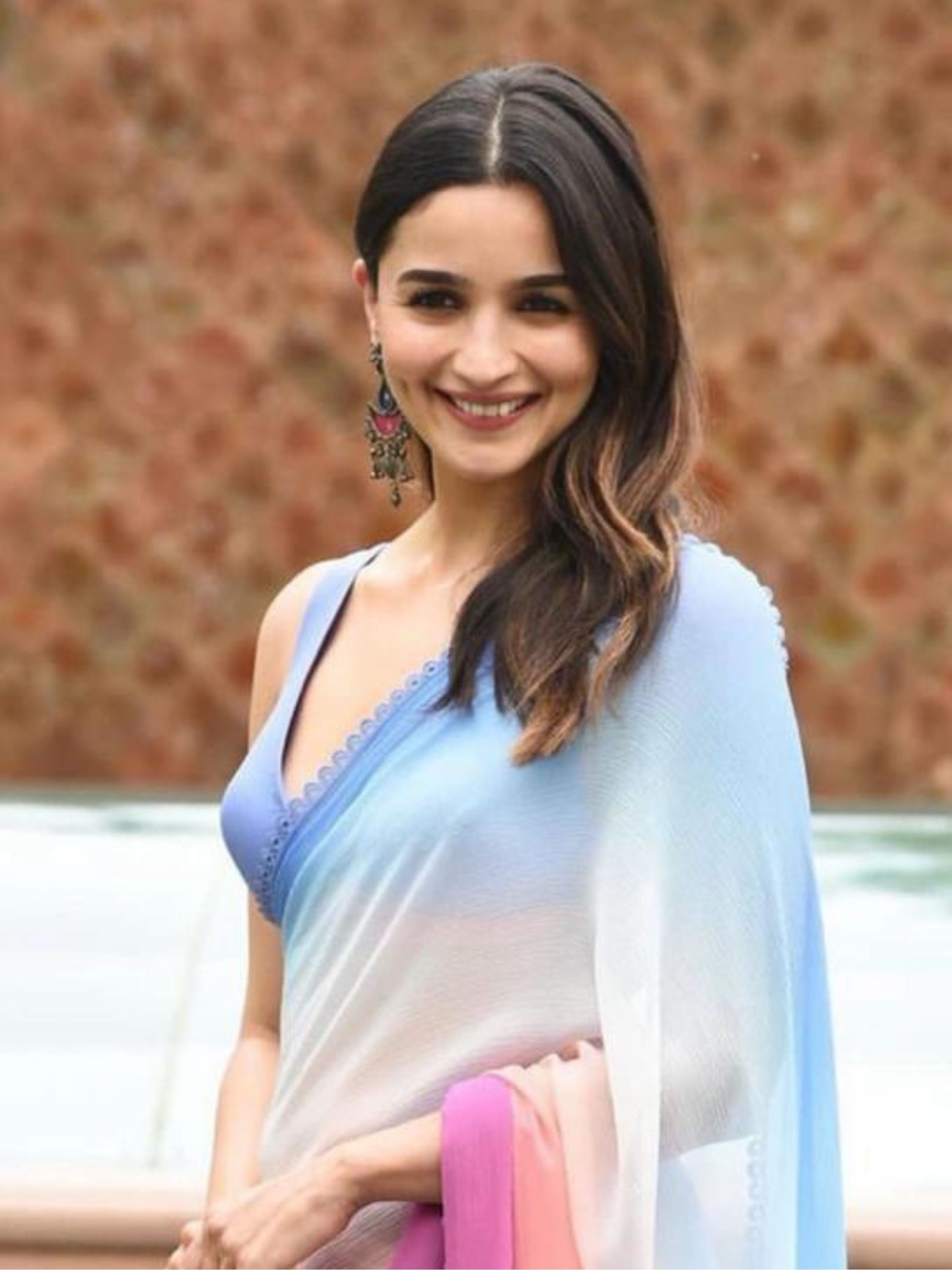 Multicolor Bollywood Alia Bhatt Soft Georgette Party Wear Saree With Blouse | Sadika
