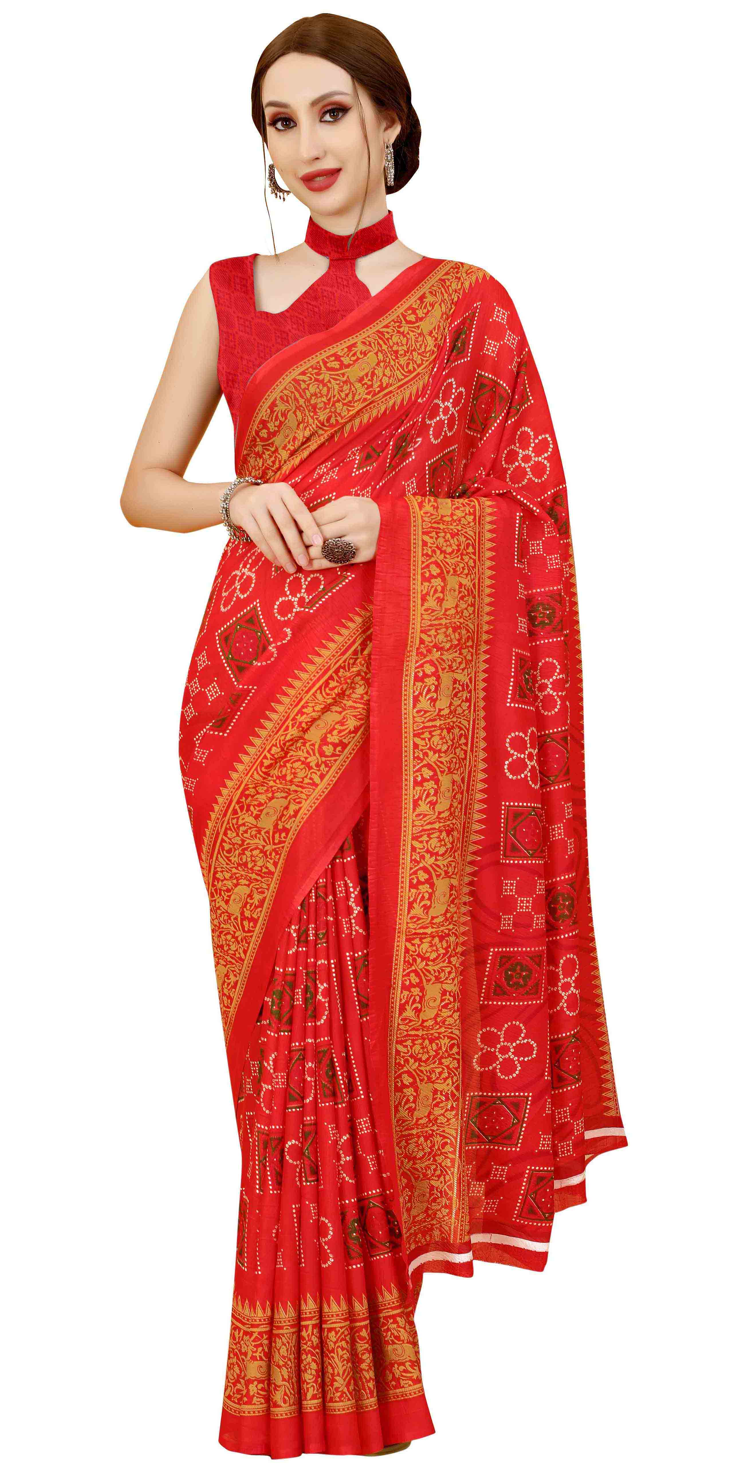 Bahula Printed Bandhani Georgette Saree Collection (Pack Of 4)