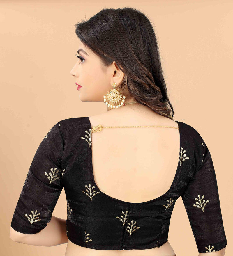 Bottle Green Sequin Soft Silk Saree With Blouse | Sadika
