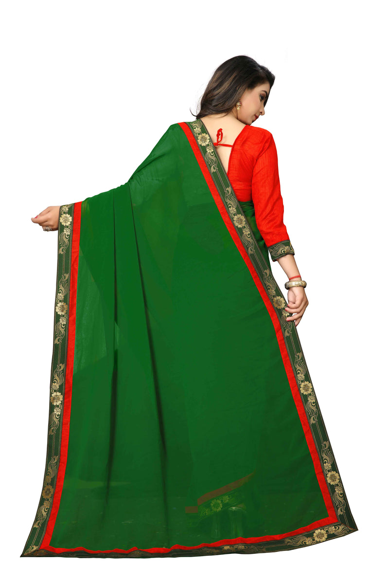 Green Daily Wear Fancy Georgette Saree With Blouse | Sadika