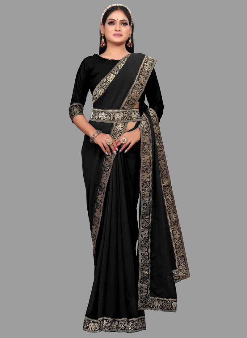 extra rich attractive look black saree 2023