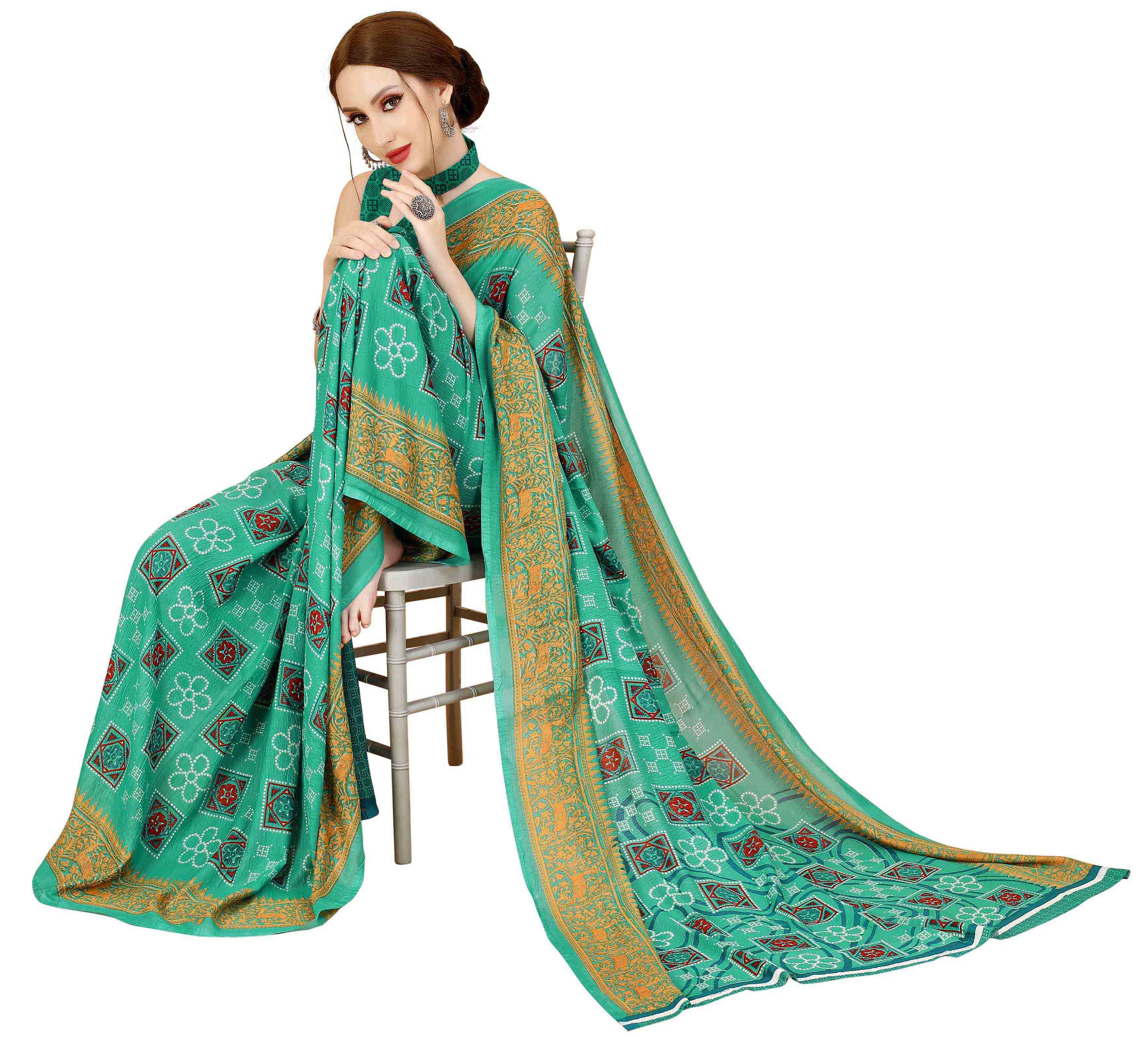 Bahula Printed Bandhani Georgette Saree Collection (Pack Of 4)