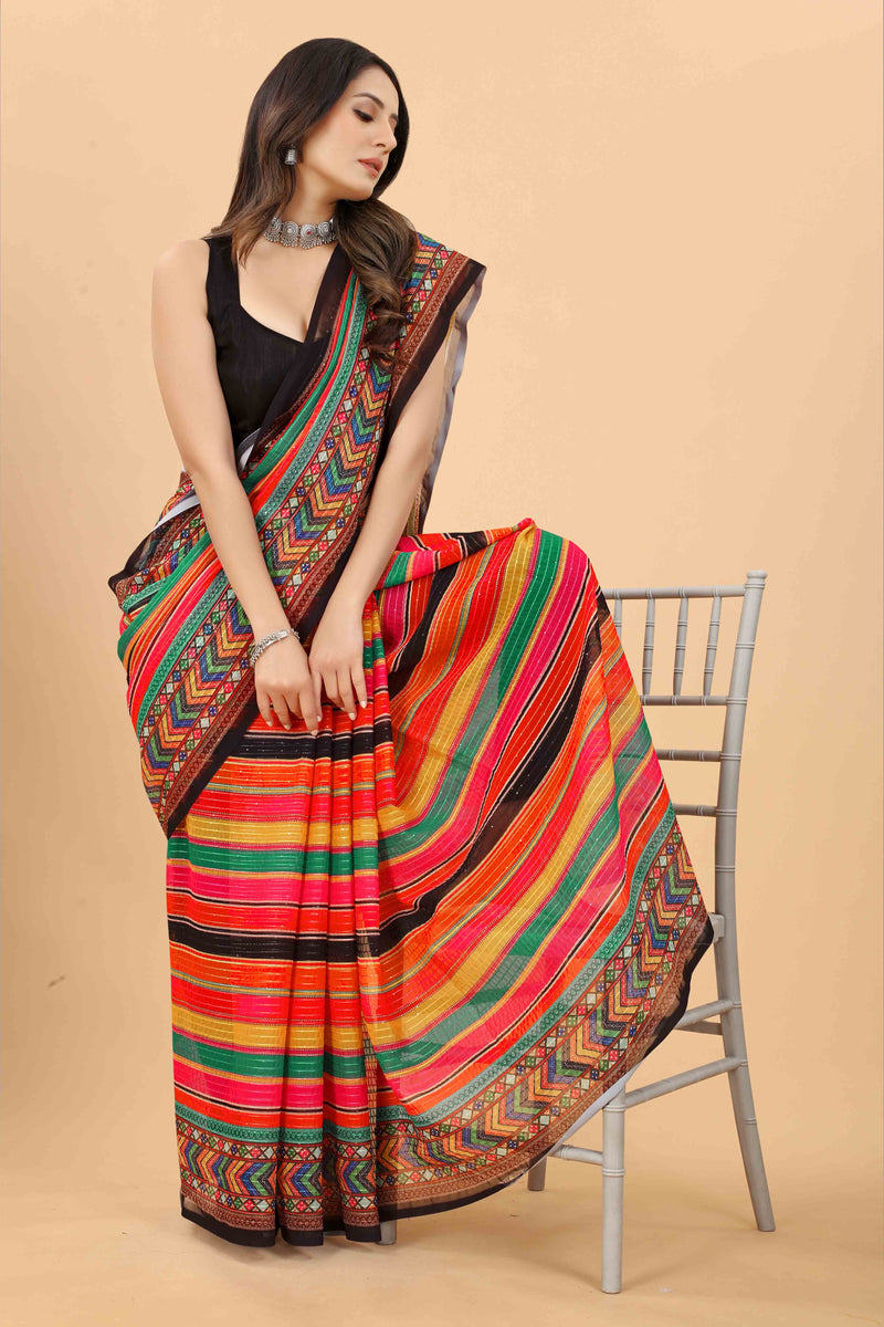 ankita lokhande Multicolor print sequin work saree