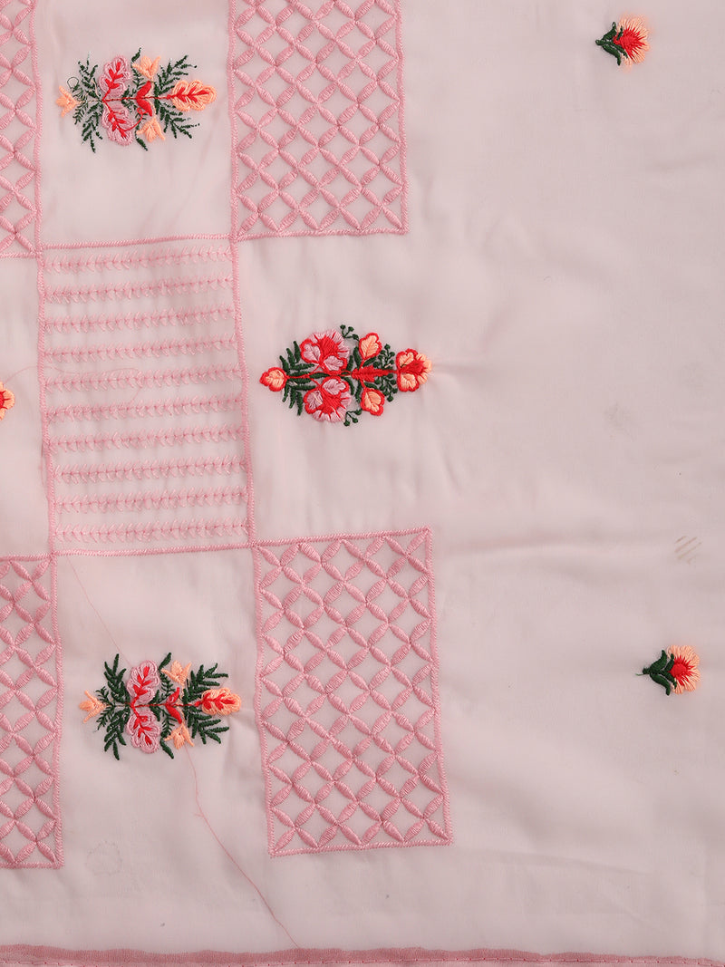 Pink Embroidery Georgette Saree | Sadika