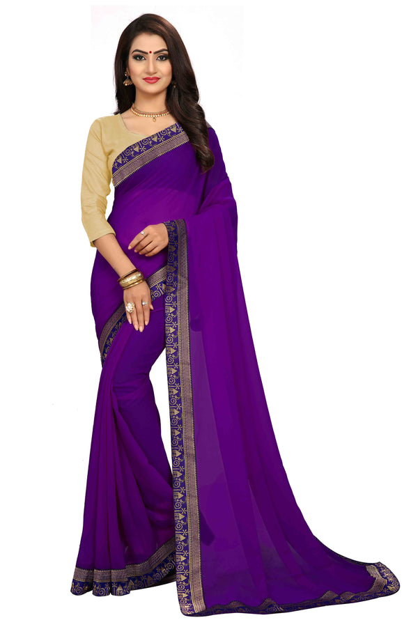 Purple Georgette Saree Party wear