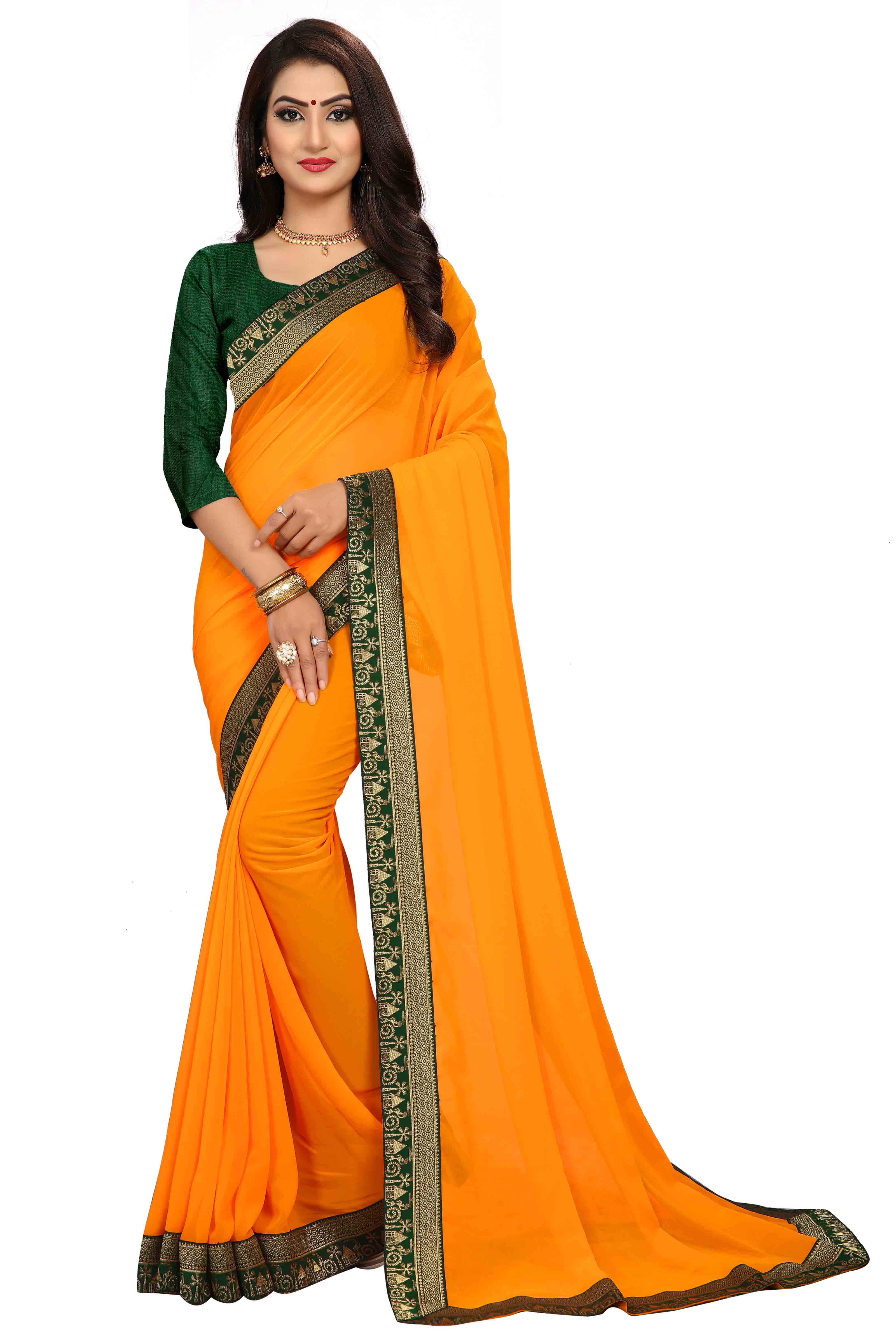 Krishna Temple Border Georgette Saree Collection (Pack Of 4)