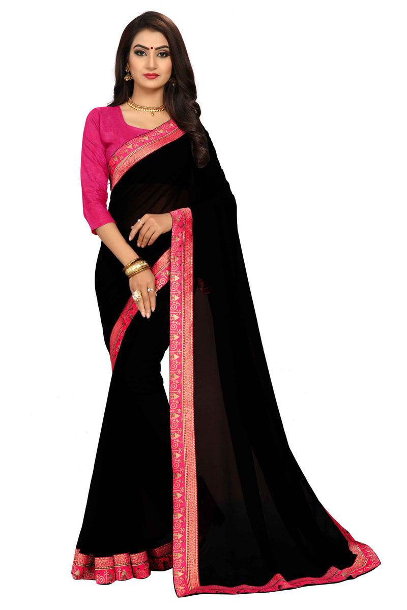 Rani Pink Blouse Saree