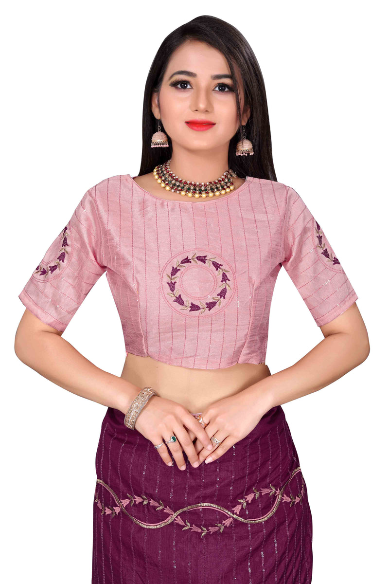 Wine saree embroidery blouse