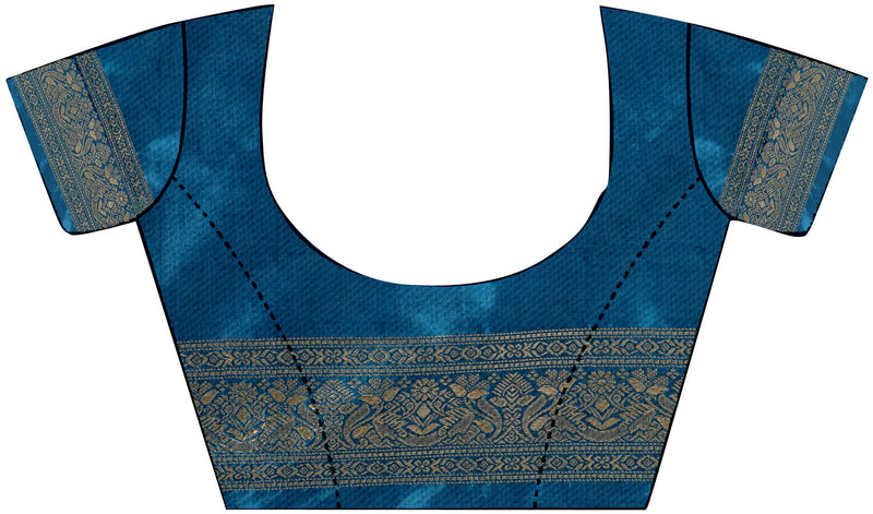 Aqua Blue Woven Banarasi Semi Silk Saree With Blouse | Sadika