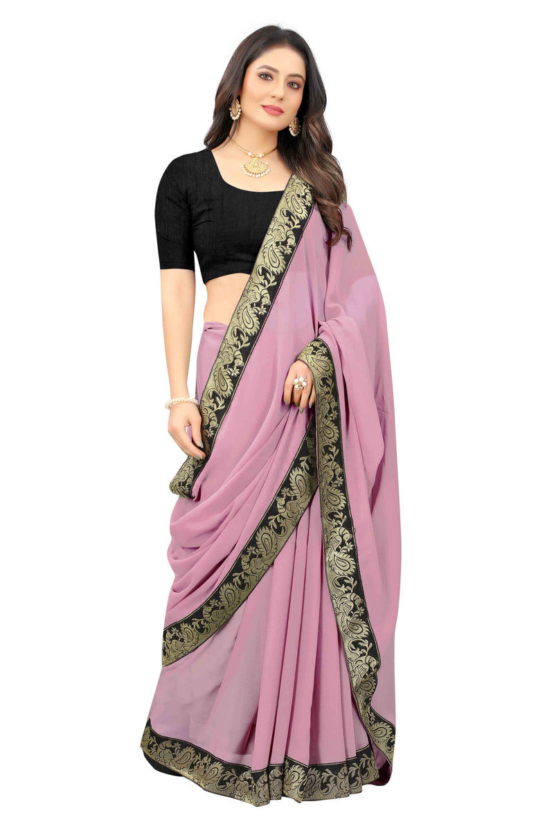 black golden lace with attach free black blouse saree