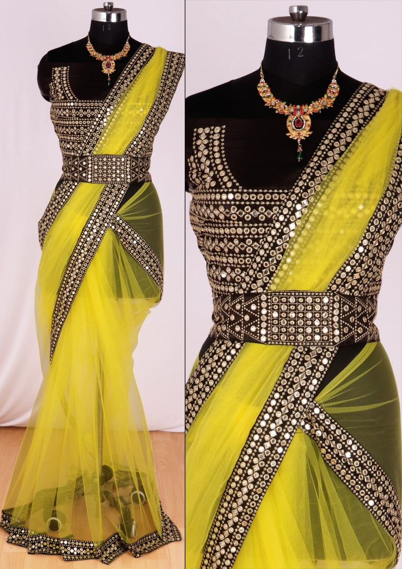 embroidery Sequin Net Saree 