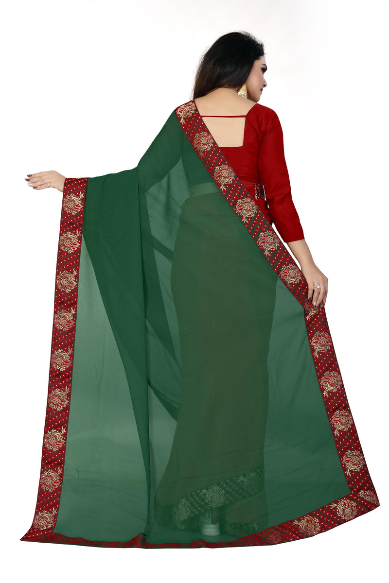 Red Green Georgette Party Wear Saree With Price